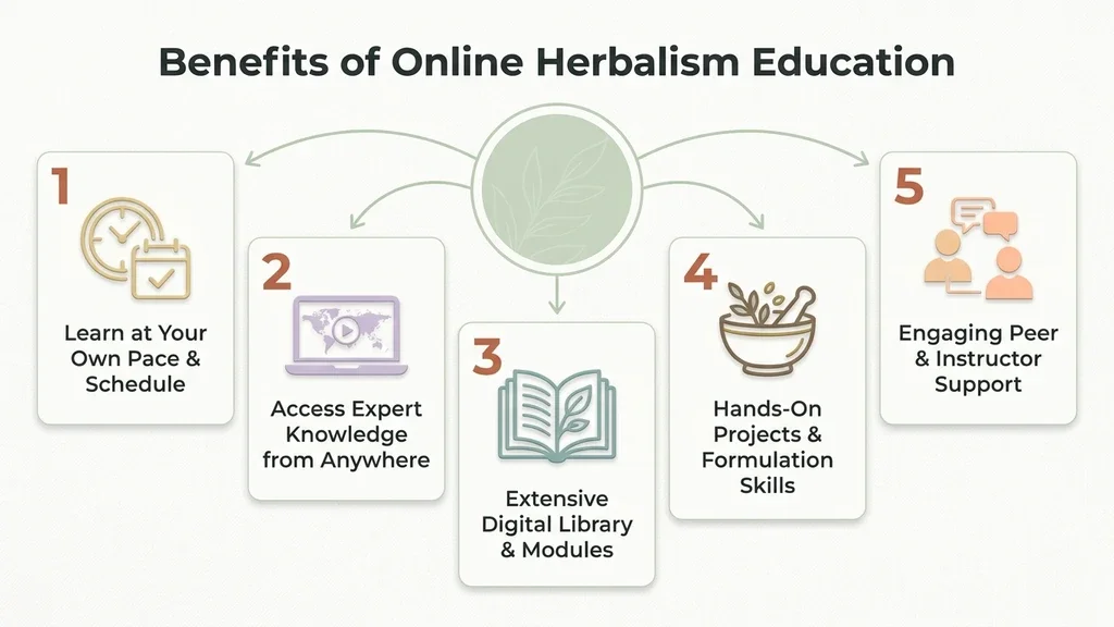 Learn more about the Gemini Pro Person studying herbal medicine online using a laptop surrounded by plant material