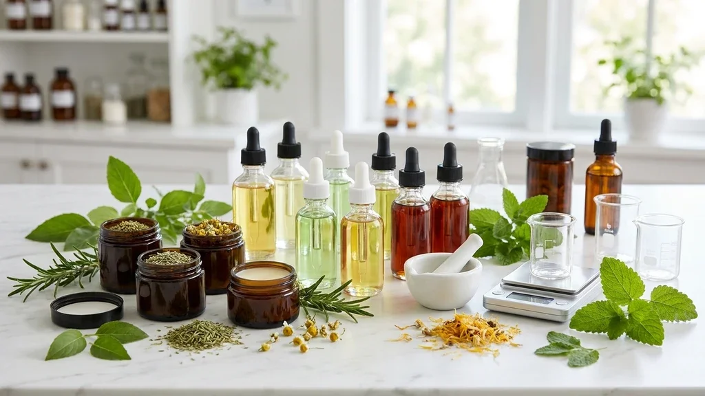Creating natural remedies and herbal tinctures in a clean workspace