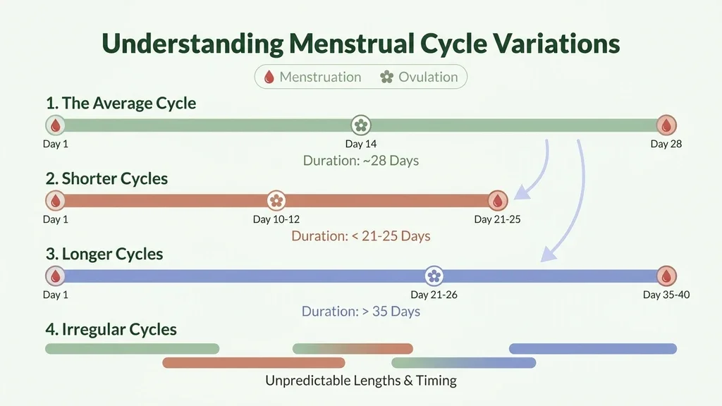 Illustration of a healthy menstrual cycle and botanical elements