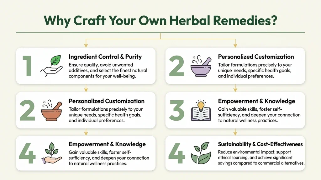 Woman making herbal medicine at home with natural ingredients