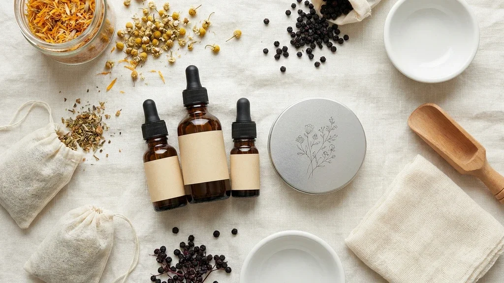 Plant based first aid kit with natural homemade remedies